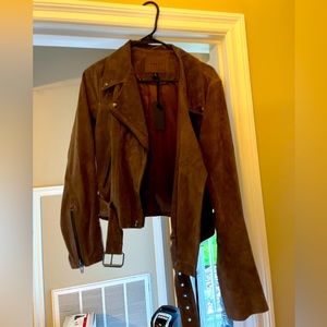 New(with tags) BlankNYC brown suede moto jacket size large
